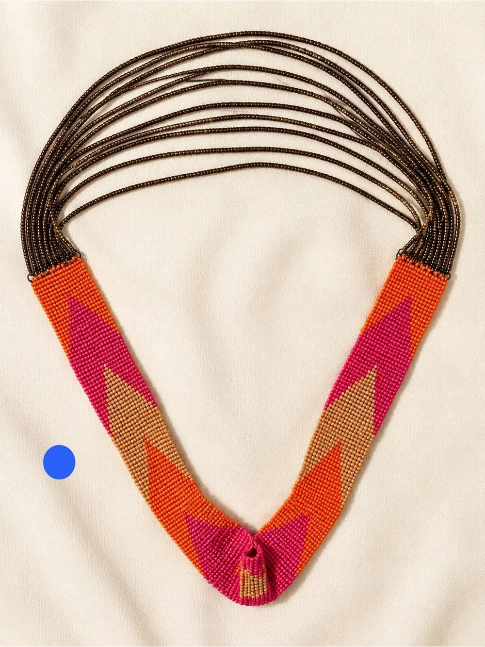 Handmade Beaded Boho Statement Necklace – Multicolor Tribal Inspired with Chains